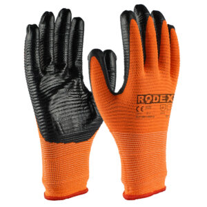 Mănuși Lucru Nitril Portocaliu 10" 12 per Rodex