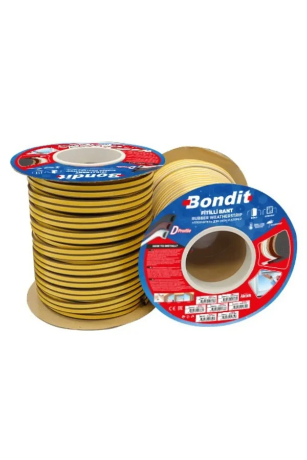 Bandă Etanșare Profil D 9×6 mm 2×38 m Albă Bondit