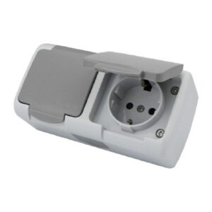 Priza Dubla Schuko Exterior IP54 Alb Klaus