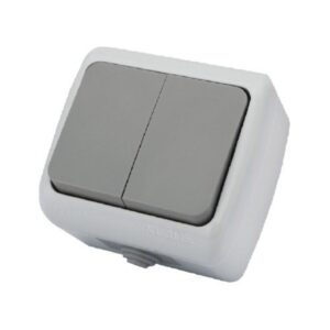 Întrerupător Dublu Exterior IP54 Alb Klaus