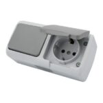 Întrerupător + Priză Exterior IP54 Alb Klaus