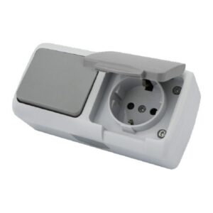 Întrerupător + Priză Exterior IP54 Alb Klaus