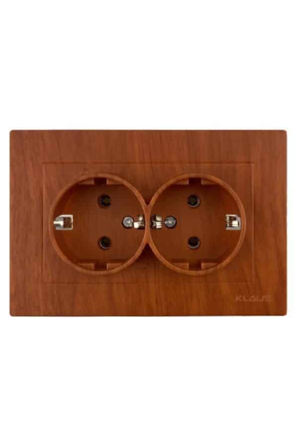 Set 6 Priza Dubla Schuko Efect lemn KE01508 Klaus