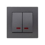 Set 10 Întrerupător Dublu cu LED Antracit (gri închis) Klaus