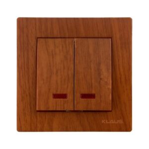 Set 10 Întrerupător Dublu cu LED Efect lemn Klaus