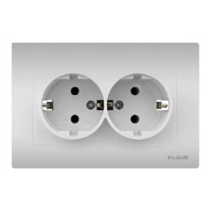 Set 6 Priza Dubla Schuko Aluminiu (gri metalic) Klaus