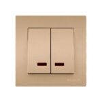 Set 10 Întrerupător Dublu cu LED Auriu mat Klaus
