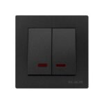 Set 10 Întrerupător Dublu cu LED Negru Klaus