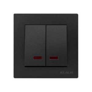 Set 10 Întrerupător Dublu cu LED Negru Klaus