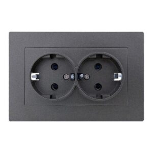 Set 6 Priza Dubla Schuko Antracit (gri inchis) Klaus