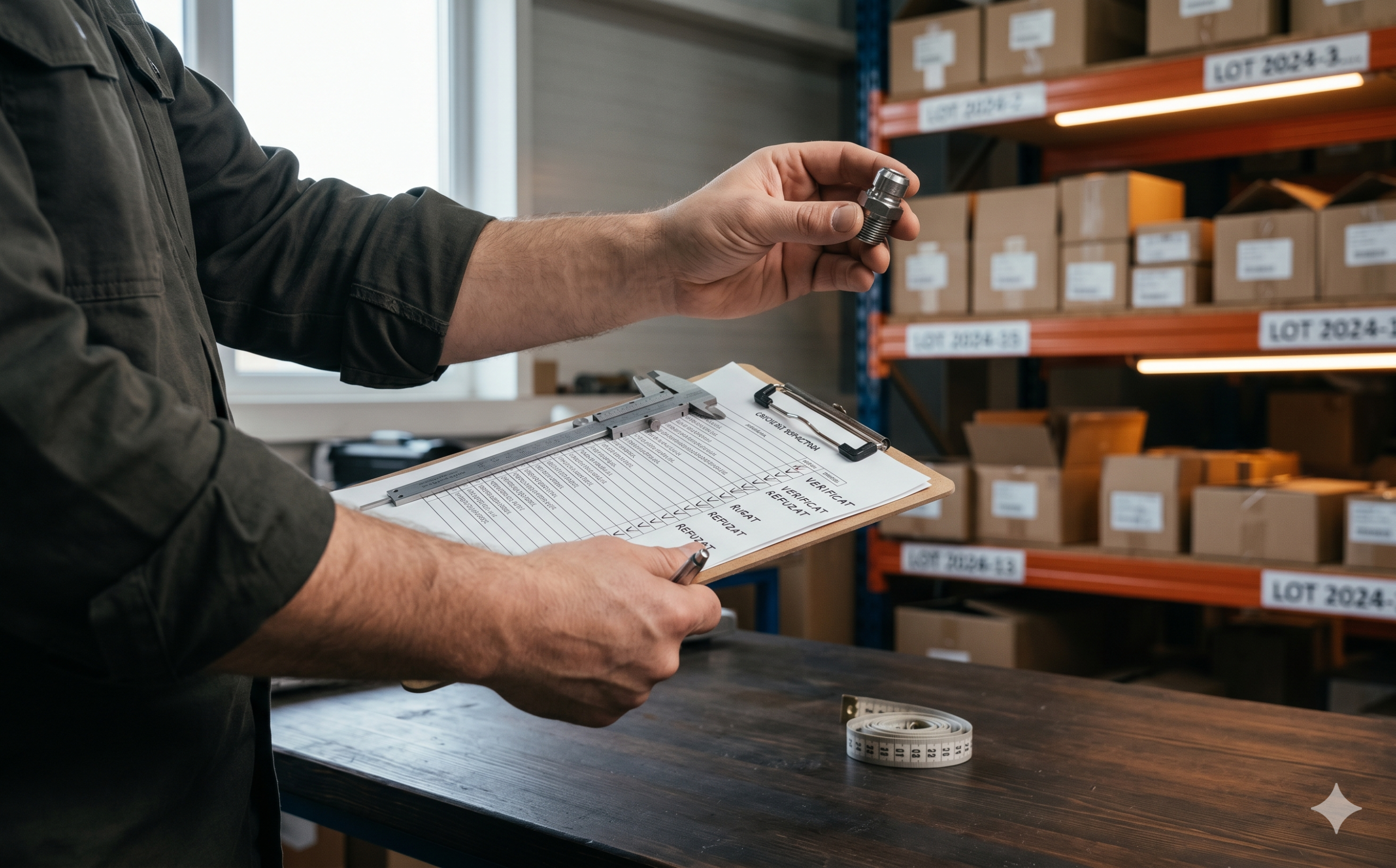 Inspecție de control calitate pe un lot de produse înainte de listare